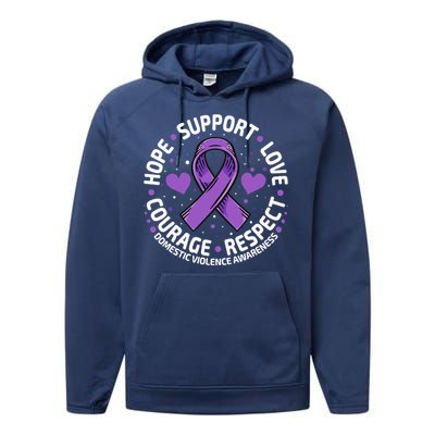 Domestic Violence Awareness LOVE SUPPORT Domestic Violence Performance Fleece Hoodie