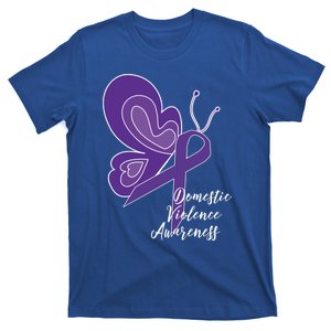 Domestic Violence Awareness Abuse Purple Ribbon Butterfly Cute Gift T-Shirt