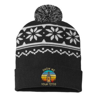 Drinking Vodka Alcohol Lover Show Me Your USA-Made Snowflake Beanie