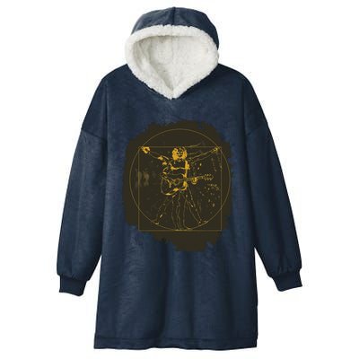 Da Vinci Acoustic Guitar Player Funny Musician Pun Hooded Wearable Blanket