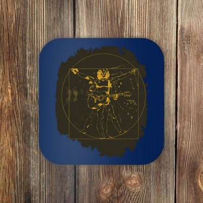 Da Vinci Acoustic Guitar Player Funny Musician Pun Coaster