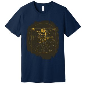 Da Vinci Acoustic Guitar Player Funny Musician Pun Premium T-Shirt