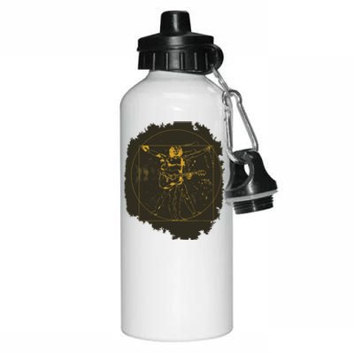 Da Vinci Acoustic Guitar Player Funny Musician Pun Aluminum Water Bottle