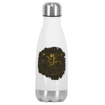 Da Vinci Acoustic Guitar Player Funny Musician Pun Stainless Steel Insulated Water Bottle