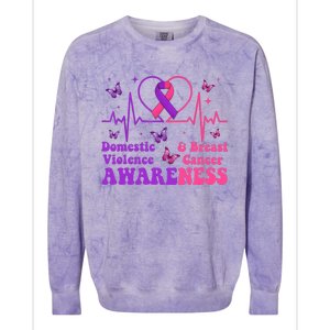 Domestic Violence & Breast Cancer Awareness Month Warrior Colorblast Crewneck Sweatshirt