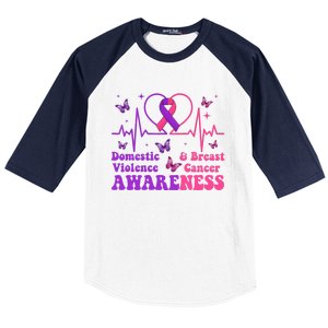 Domestic Violence & Breast Cancer Awareness Month Warrior Baseball Sleeve Shirt