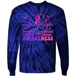 Domestic Violence & Breast Cancer Awareness Month Warrior Tie-Dye Long Sleeve Shirt