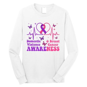 Domestic Violence & Breast Cancer Awareness Month Warrior Long Sleeve Shirt