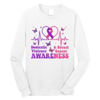 Domestic Violence & Breast Cancer Awareness Month Warrior Long Sleeve Shirt