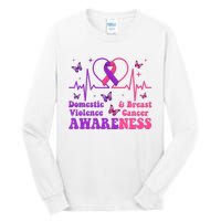 Domestic Violence & Breast Cancer Awareness Month Warrior Tall Long Sleeve T-Shirt