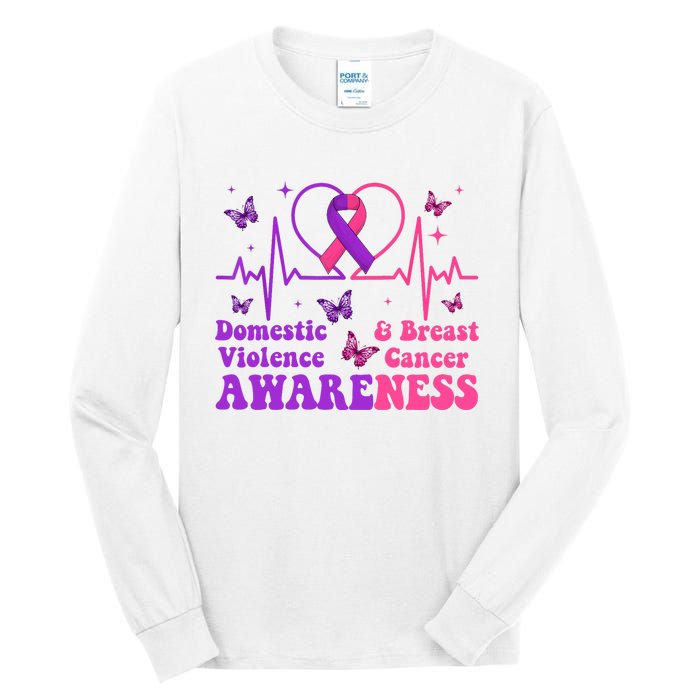 Domestic Violence & Breast Cancer Awareness Month Warrior Tall Long Sleeve T-Shirt