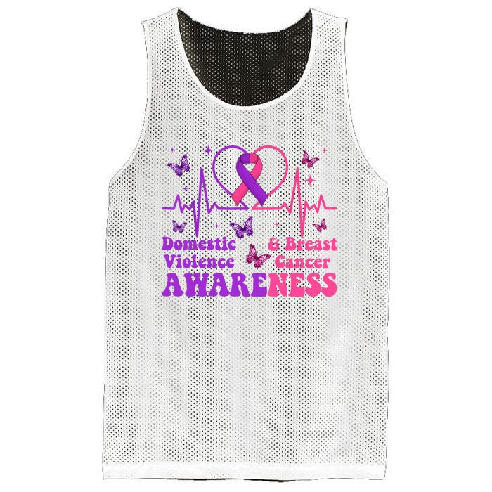 Domestic Violence & Breast Cancer Awareness Month Warrior Mesh Reversible Basketball Jersey Tank