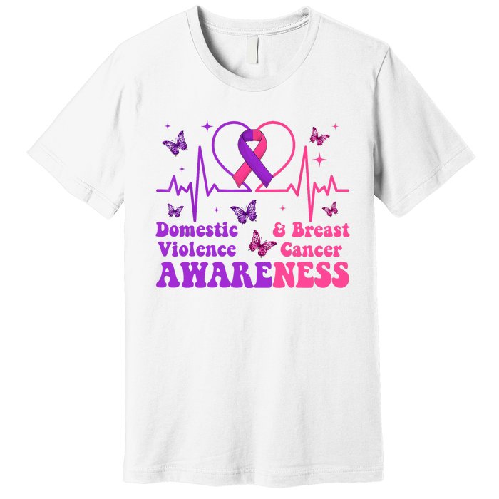 Domestic Violence & Breast Cancer Awareness Month Warrior Premium T-Shirt