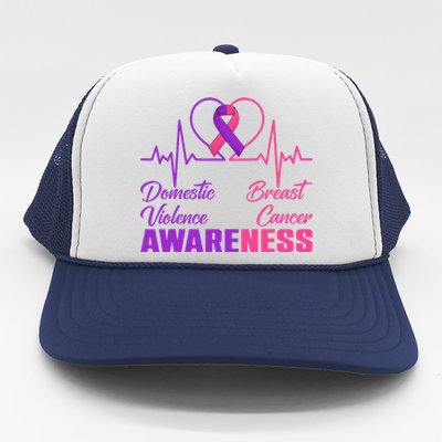 Domestic Violence & Breast Cancer Awareness Month Warrior Gift Trucker Hat