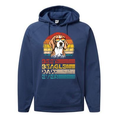 Dog Vintage Best Beagle Dad Ever Fathers Day Puppy Dog Dad Performance Fleece Hoodie