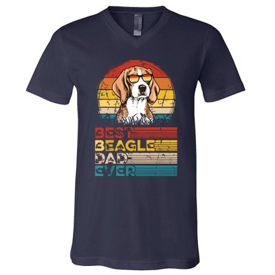 Dog Vintage Best Beagle Dad Ever Fathers Day Puppy Dog Dad V-Neck T-Shirt