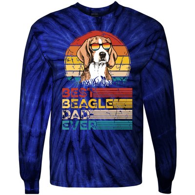 Dog Vintage Best Beagle Dad Ever Fathers Day Puppy Dog Dad Tie-Dye Long Sleeve Shirt