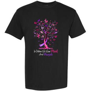 Domestic Violence Breast Cancer Awareness Month Ribbon Tree Garment-Dyed Heavyweight T-Shirt