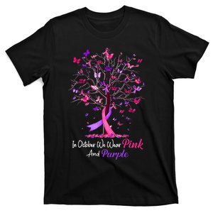 Domestic Violence Breast Cancer Awareness Month Ribbon Tree T-Shirt