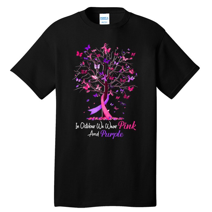 Domestic Violence Breast Cancer Awareness Month Ribbon Tree Tall T-Shirt