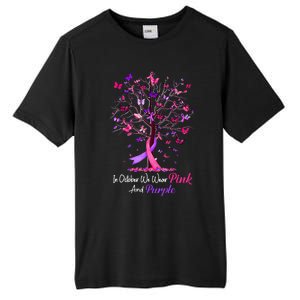 Domestic Violence Breast Cancer Awareness Month Ribbon Tree Tall Fusion ChromaSoft Performance T-Shirt