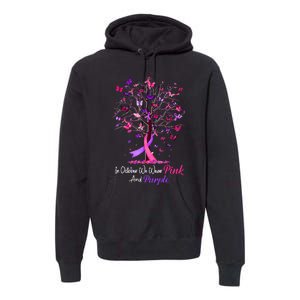 Domestic Violence Breast Cancer Awareness Month Ribbon Tree Premium Hoodie