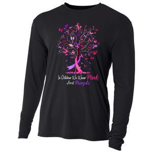 Domestic Violence Breast Cancer Awareness Month Ribbon Tree Cooling Performance Long Sleeve Crew