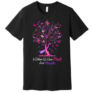 Domestic Violence Breast Cancer Awareness Month Ribbon Tree Premium T-Shirt