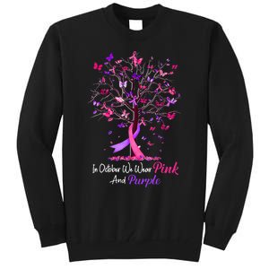 Domestic Violence Breast Cancer Awareness Month Ribbon Tree Tall Sweatshirt