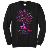 Domestic Violence Breast Cancer Awareness Month Ribbon Tree Tall Sweatshirt