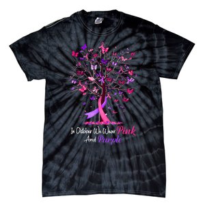 Domestic Violence Breast Cancer Awareness Month Ribbon Tree Tie-Dye T-Shirt