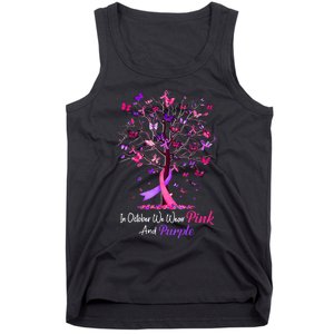 Domestic Violence Breast Cancer Awareness Month Ribbon Tree Tank Top