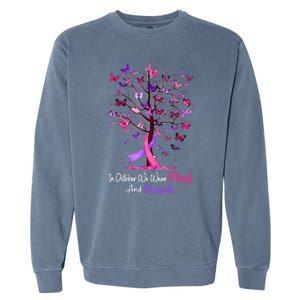 Domestic Violence Breast Cancer Awareness Month Ribbon Tree Garment-Dyed Sweatshirt