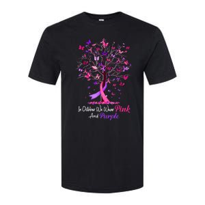 Domestic Violence Breast Cancer Awareness Month Ribbon Tree Softstyle CVC T-Shirt