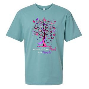 Domestic Violence Breast Cancer Awareness Month Ribbon Tree Sueded Cloud Jersey T-Shirt