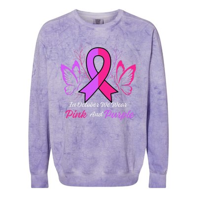 Domestic Violence Breast Cancer Awareness Month Ribbon Colorblast Crewneck Sweatshirt