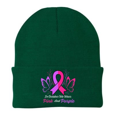 Domestic Violence Breast Cancer Awareness Month Ribbon Knit Cap Winter Beanie