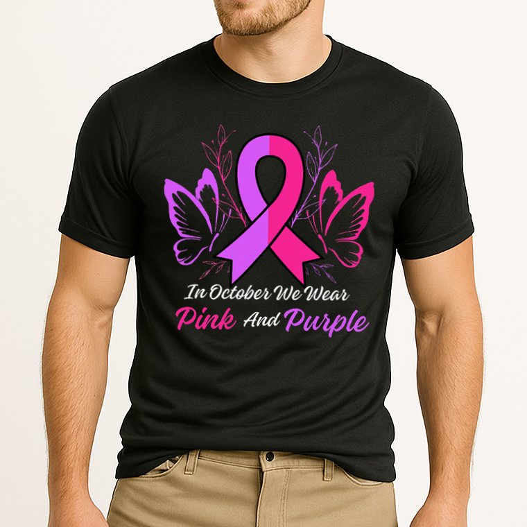 Domestic Violence Breast Cancer Awareness Month Ribbon Cooling Performance Crew T-Shirt