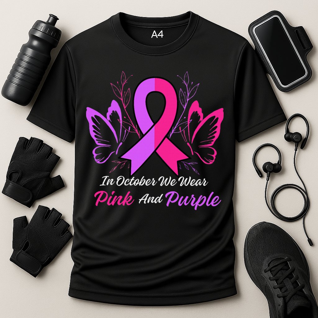 Domestic Violence Breast Cancer Awareness Month Ribbon Cooling Performance Crew T-Shirt