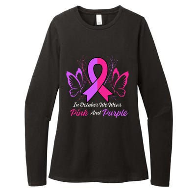 Domestic Violence Breast Cancer Awareness Month Ribbon Womens CVC Long Sleeve Shirt