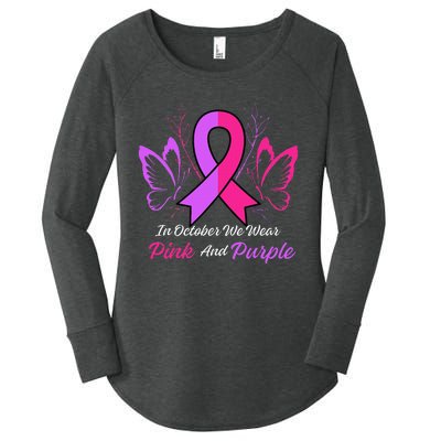 Domestic Violence Breast Cancer Awareness Month Ribbon Women's Perfect Tri Tunic Long Sleeve Shirt