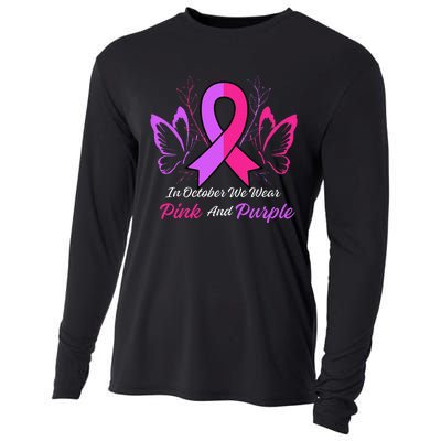 Domestic Violence Breast Cancer Awareness Month Ribbon Cooling Performance Long Sleeve Crew