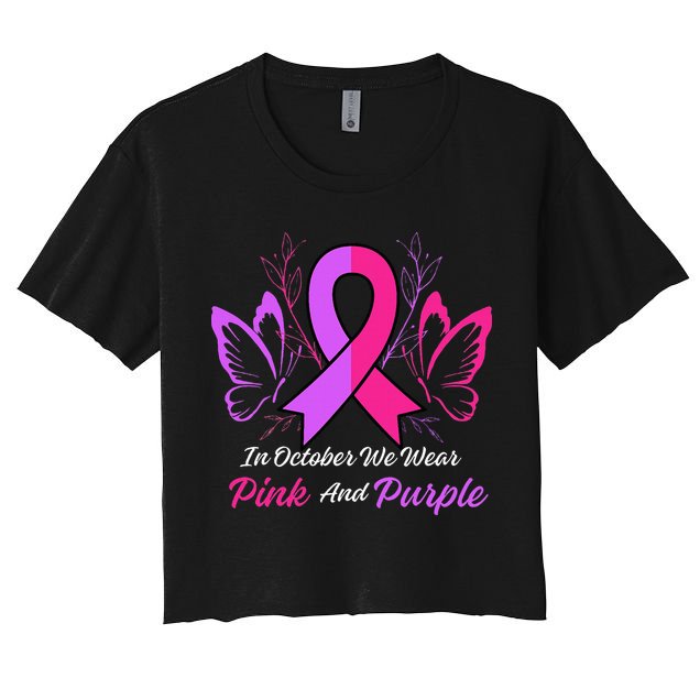 Domestic Violence Breast Cancer Awareness Month Ribbon Crop Top