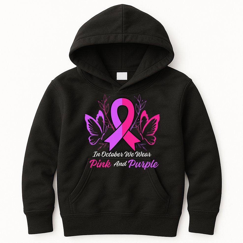 Domestic Violence Breast Cancer Awareness Month Ribbon Kids Hoodie
