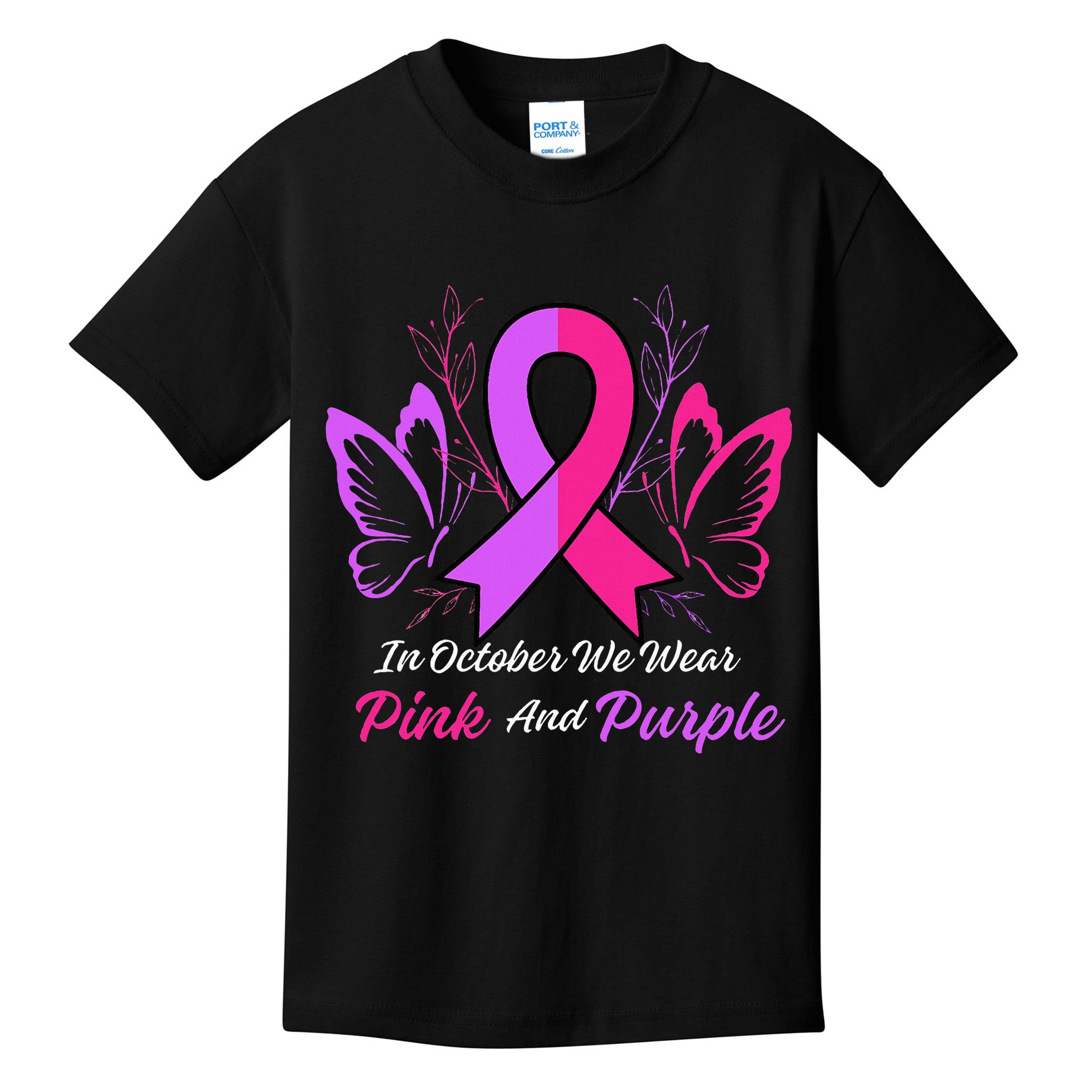 Domestic Violence Breast Cancer Awareness Month Ribbon Kids T-Shirt