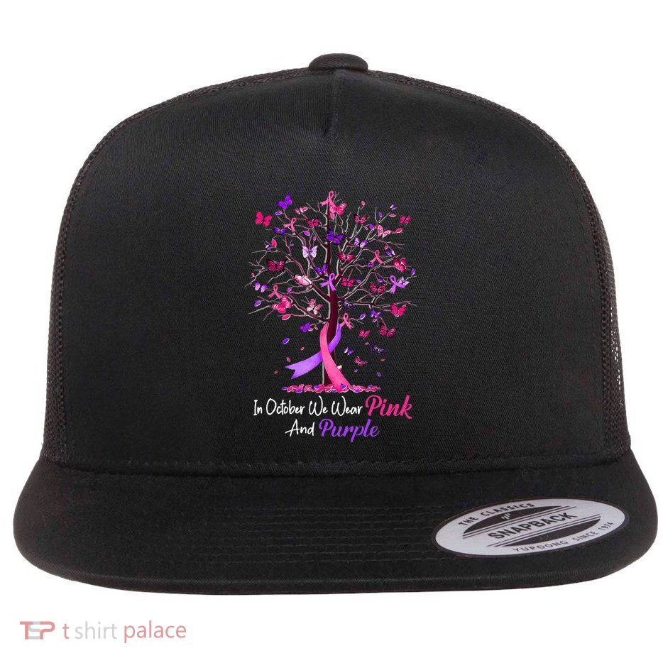 Domestic Violence Breast Cancer Awareness Month Flat Bill Trucker Hat