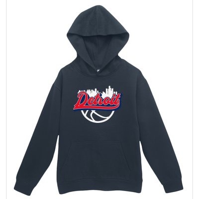 Detroit Vintage Basketball Script City Skyline Fan Urban Pullover Hoodie