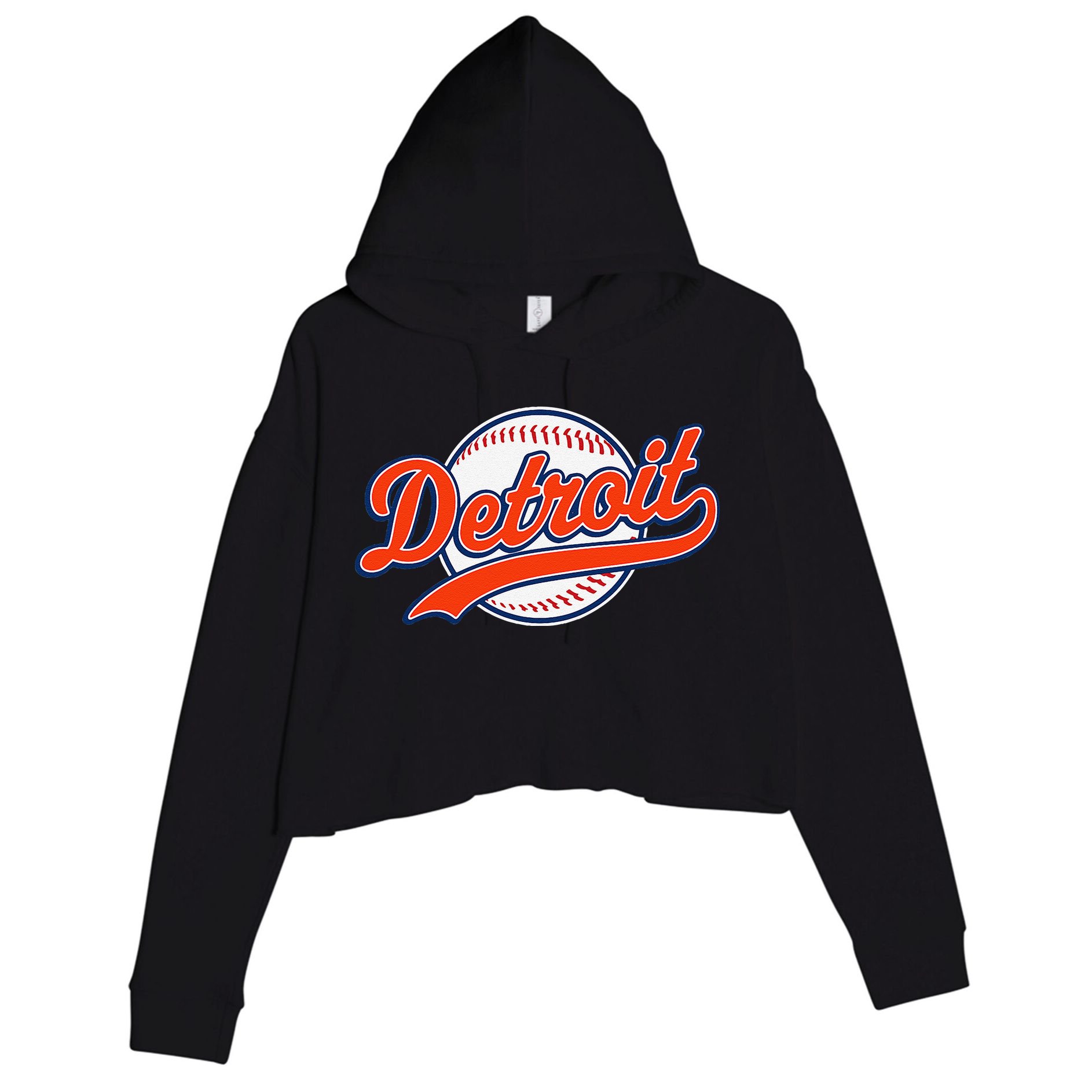 Detroit Vintage Baseball Throwback Retro Crop Fleece Hoodie