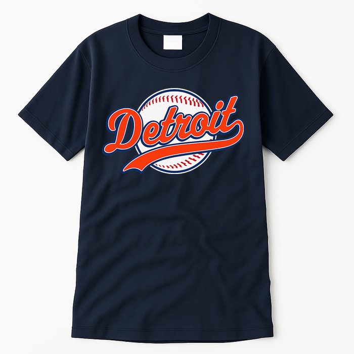 Detroit Vintage Baseball Throwback Retro Tall T-Shirt