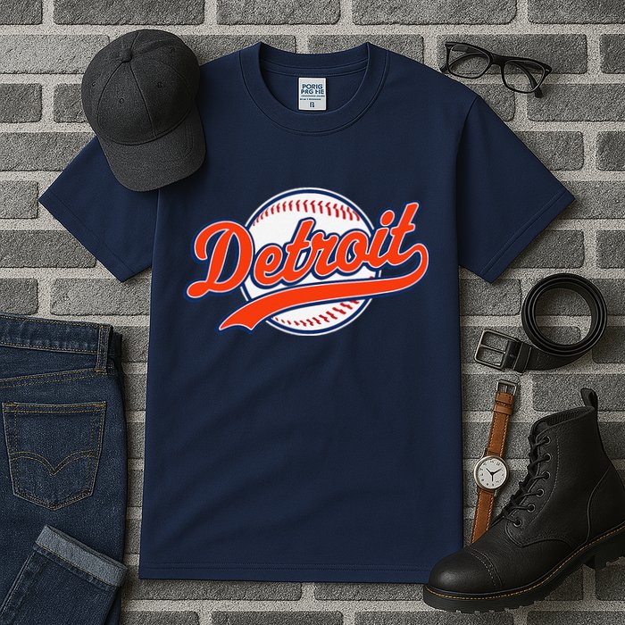 Detroit Vintage Baseball Throwback Retro Tall T-Shirt
